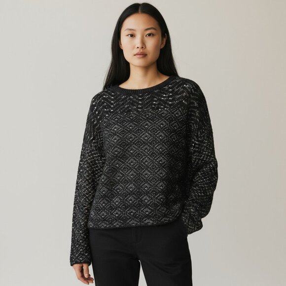 United Colors of Benetton Black Wool-Blend Textured Sweater – Size Small - Picture 1 of 4